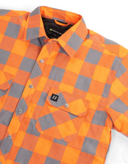 Hi Vis Orange/Sliver Buffalo Plaid Quilted Flannel Shirt Jacket