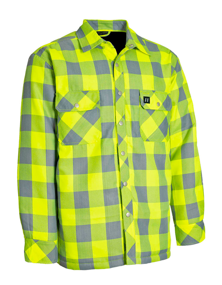 Hi Vis Buffalo Plaid Quilt-Lined Flannel Shirt Jacket