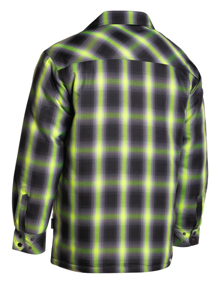 Veste chemise matelassée à carreaux ombrés citron vert