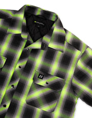 Veste chemise matelassée à carreaux ombrés citron vert