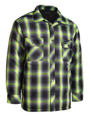 Veste chemise matelassée à carreaux ombrés citron vert