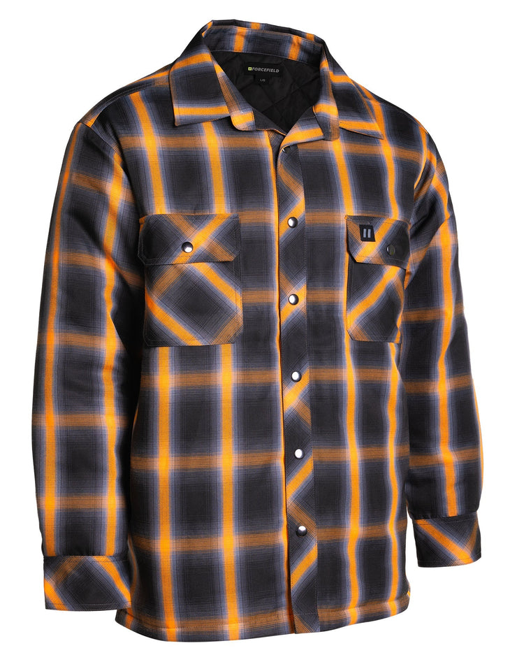 Veste chemise matelassée à carreaux orange ombrés