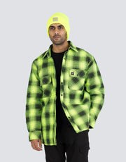 Hi Vis Black Shadow Plaid Quilted Flannel Shirt Jacket