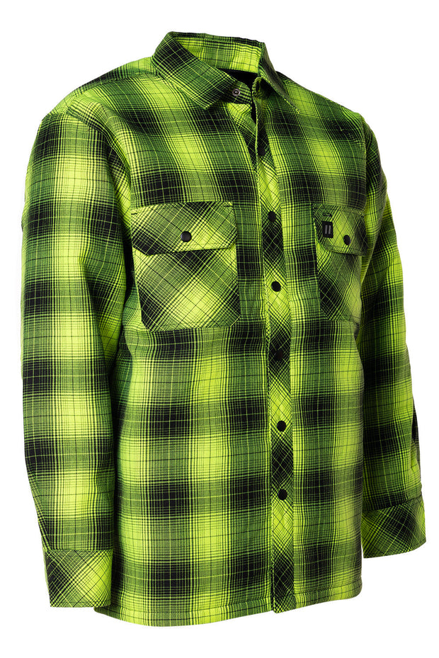 Hi Vis Black Shadow Plaid Quilted Flannel Shirt Jacket