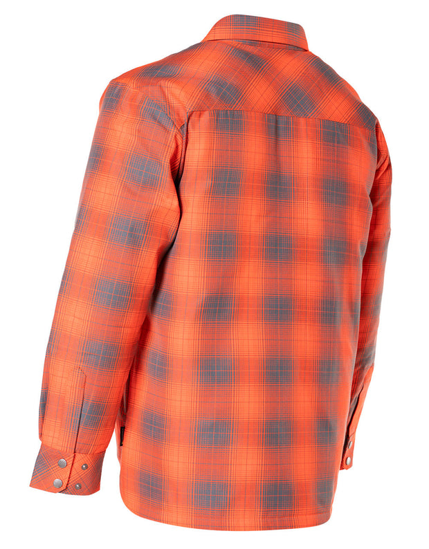 Hi Vis Orange Shadow Plaid Quilted Flannel Shirt Jacket