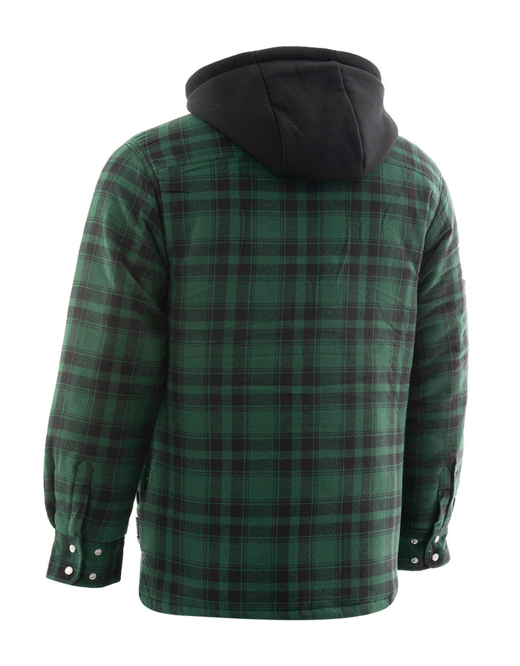 Veste chemise en flanelle à carreaux verts doublée de matelassage