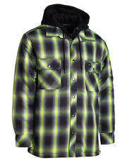 Veste chemise matelassée à capuche et à carreaux ombrés Lime