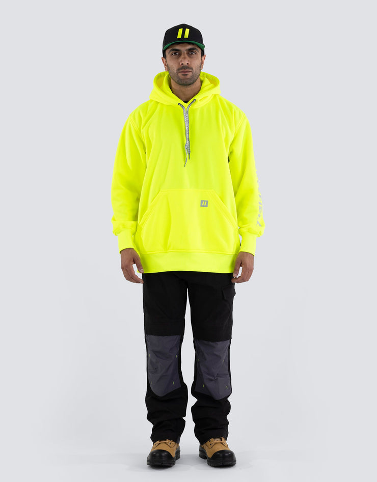 Hi Vis Lime Pullover Forcefield Logo Sleeve Graphic Hoodie