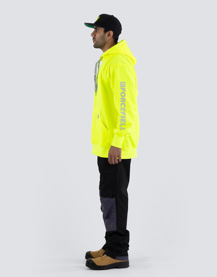 Hi Vis Lime Pullover Forcefield Logo Sleeve Graphic Hoodie