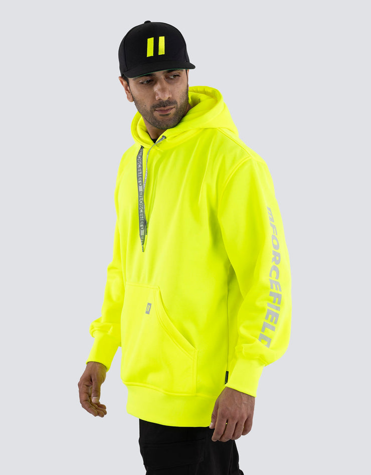 Sweat à capuche graphique Forcefield à manches avec logo Hi Vis Lime Pullover