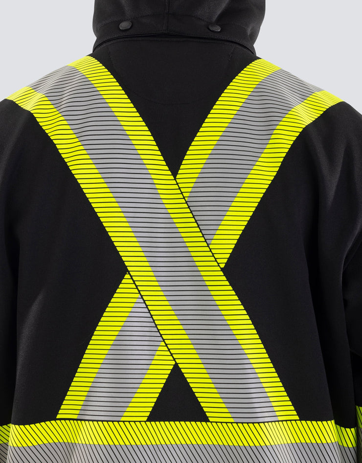 Deluxe Hi Vis Safety Hoodie with Segmented Reflective Tape and Detachable Hood