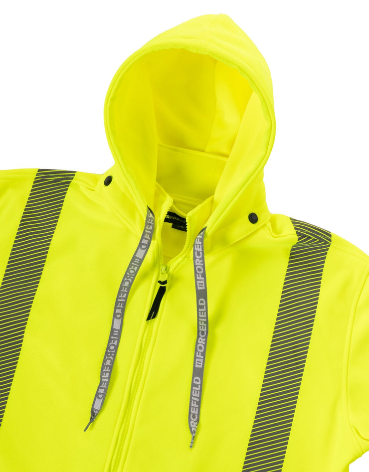 Hi Vis Safety Hoodie with Segmented Reflective Tape and Detachable Hood