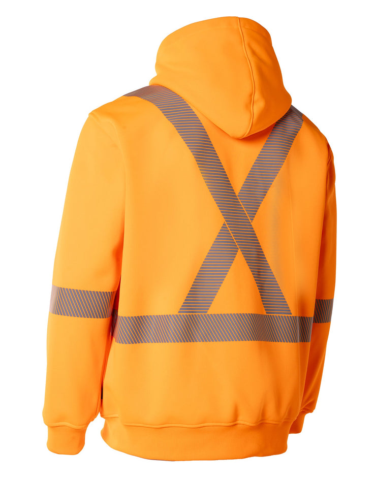 Hi Vis Safety Hoodie with Segmented Reflective Tape and Detachable Hood