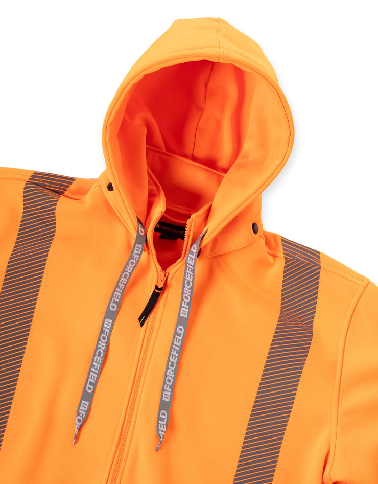 Hi Vis Safety Hoodie with Segmented Reflective Tape and Detachable Hood