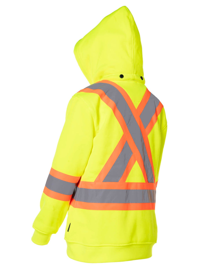 Women's Hi Vis Lime Safety Hoodie with Detachable Hood