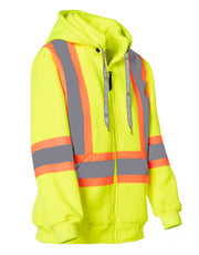 Women's Hi Vis Lime Safety Hoodie with Detachable Hood