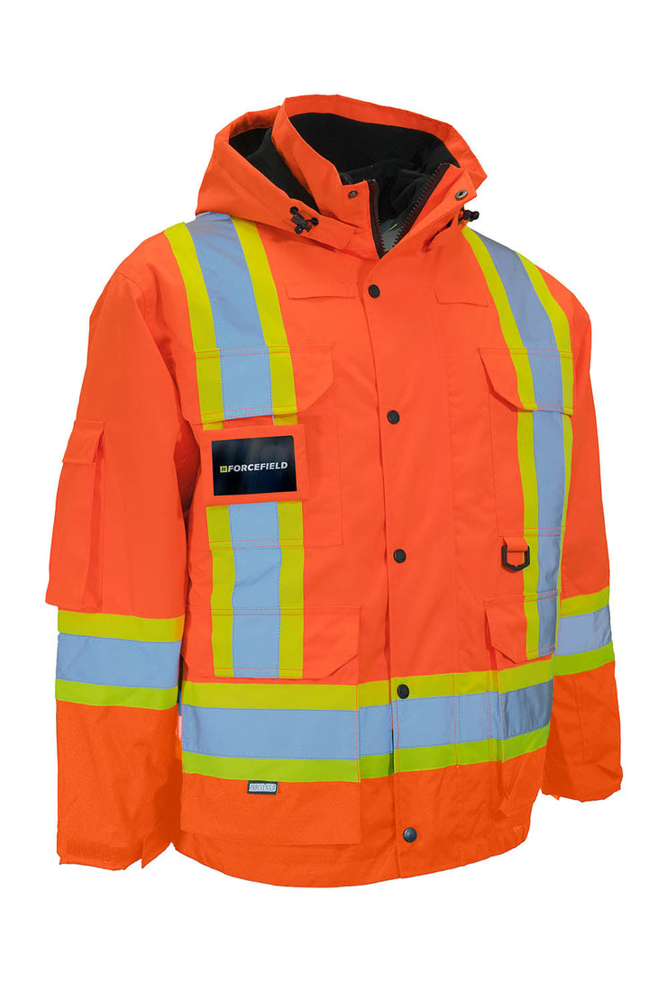 Parka de sécurité haute visibilité 4 en 1 entièrement orange