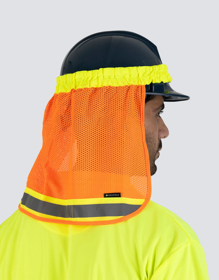 Casque de sécurité en maille réfléchissante haute visibilité, pare-soleil, protection du cou