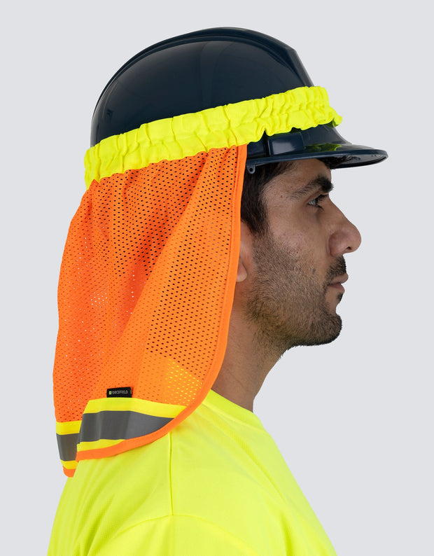 Casque de sécurité en maille réfléchissante haute visibilité, pare-soleil, protection du cou