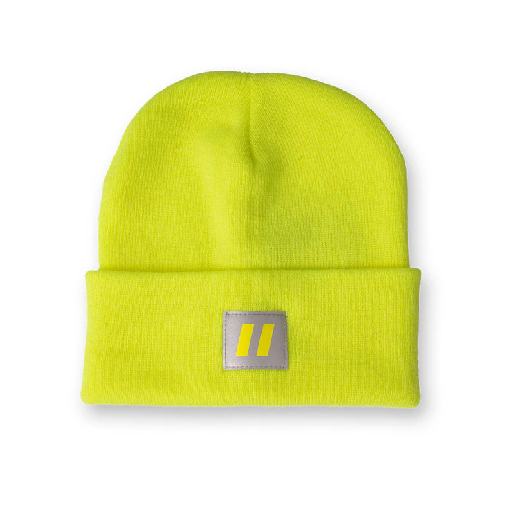 Tuque haute visibilité citron vert avec patch réfléchissant 