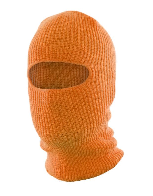 Orange Knitted Acrylic Balaclava, one opening