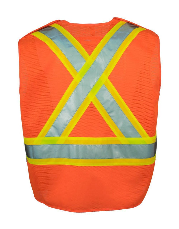 5-Point Tear-away Hi Vis Mesh Traffic Safety Vest, 3 Sizes - Hi Vis Safety