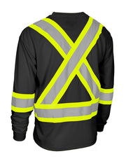 Hi Vis Crew Neck Long Sleeve Safety Tee with Chest Pocket