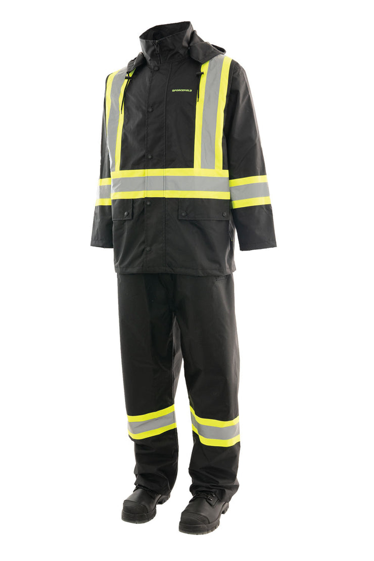 CSA 3 Piece Hi Vis Rain Suit Forcefield Canada Hi Vis Workwear and Safety Gloves