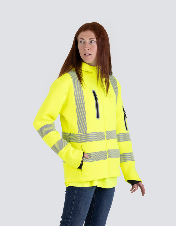 Women's Lime Technical Safety Zip-Up Softshell Hoodie