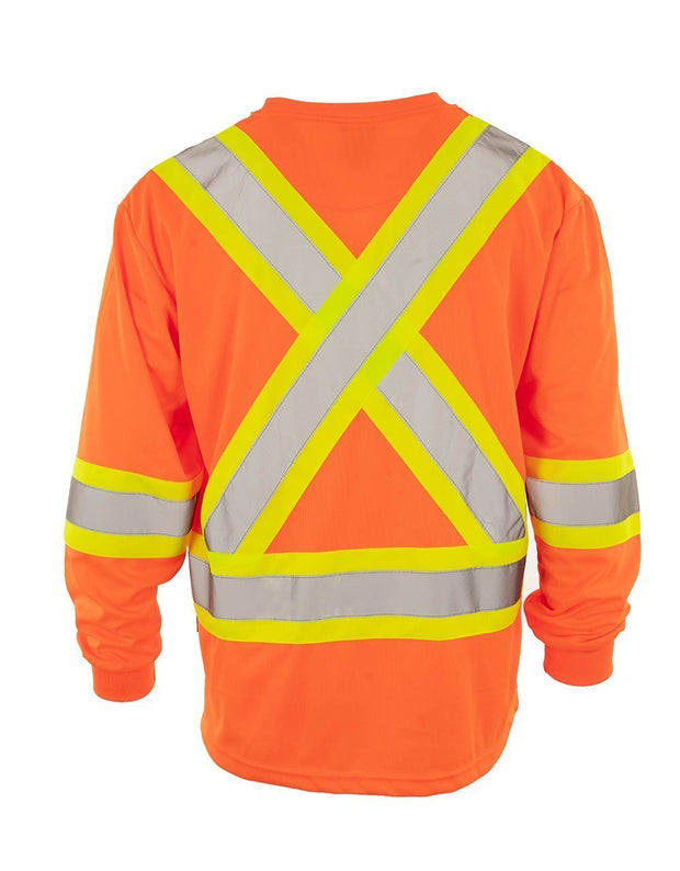 Custom Printed Hi Vis V-Neck Long Sleeve Safety Tee - Hi Vis Safety