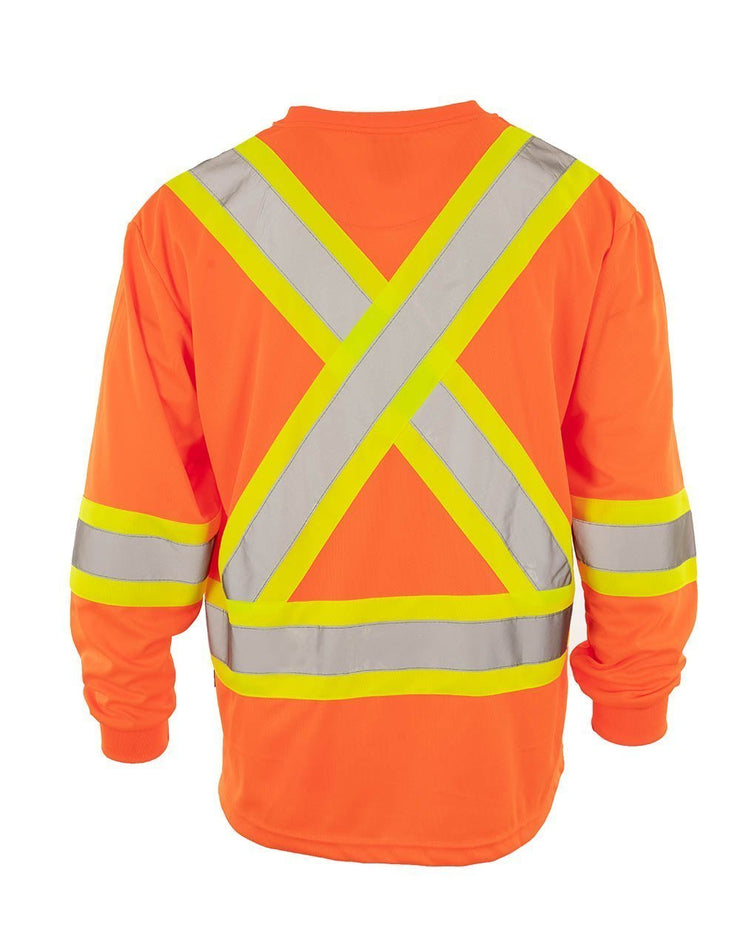 Custom Printed Hi Vis V-Neck Long Sleeve Safety Tee - Hi Vis Safety