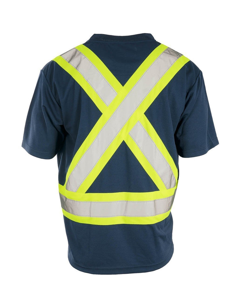 Custom Printed Hi Vis V-Neck Short Sleeve Safety Tee Shirt - Hi Vis Safety