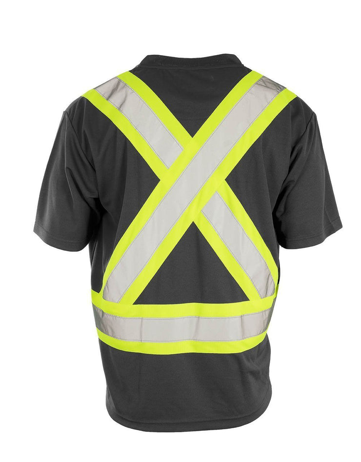 Custom Printed Hi Vis V-Neck Short Sleeve Safety Tee Shirt - Hi Vis Safety