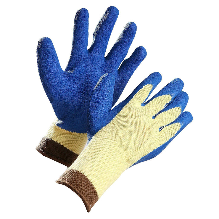 Cut Resistant Glove Aramid Fibre Palm Coated with Blue Crinkle Latex Forcefield Canada Hi Vis Workwear and Safety Gloves