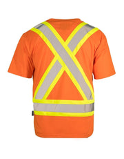 Ultracool Poly/Cotton Crew Neck Short Sleeve Safety Tee Shirt with Chest Pocket - Hi Vis Safety