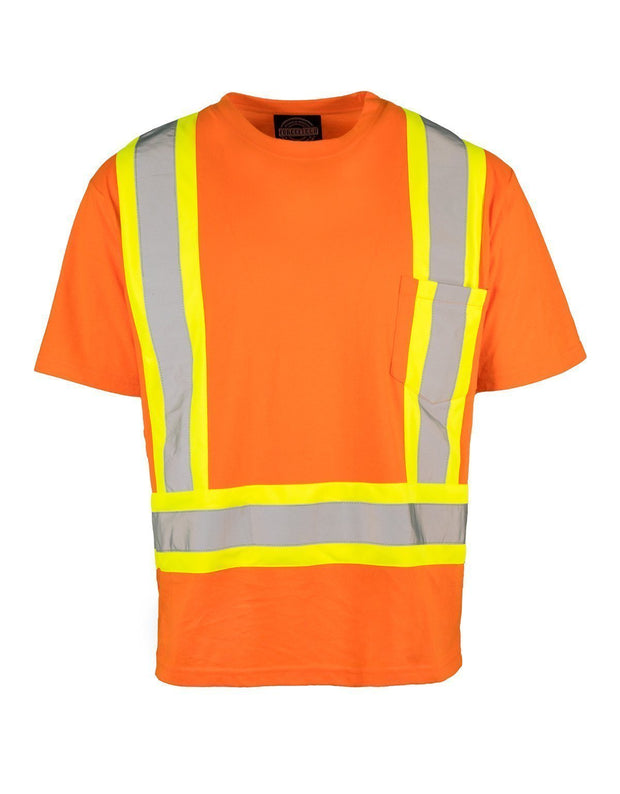 Ultracool Poly/Cotton Crew Neck Short Sleeve Safety Tee Shirt with Chest Pocket - Hi Vis Safety